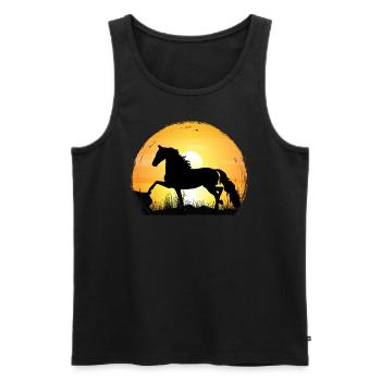 Sunset - Morgan Horse - Men's Premium Organic Tank Top - black - Front - AI Model Male 178 light (178cm)