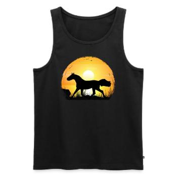 Sunset - Holsteiner Horse - Men's Premium Organic Tank Top - black - Front - Michal (187cm)