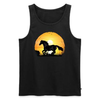 Sonnenuntergang - Malen Sie Pferd - Männer Premium Bio Tank Top - Schwarz - Vorne - AI Model Male 178 light (178cm)
