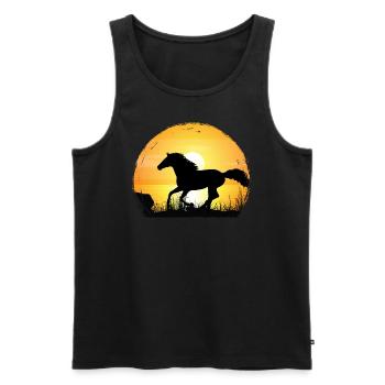 Sunset - Thoroughbred Horse - Men's Premium Organic Tank Top - black - Front - AI Model Male 178 light (178cm)
