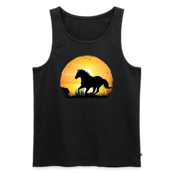 Coucher de soleil - Quarter Horse - Débardeur bio Premium Homme - noir - Devant - AI Model Male 178 light (178cm)