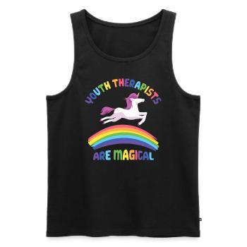 Unicorn Youth Therapist - Men's Premium Organic Tank Top - black - Front - Michal (187cm)