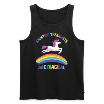 Thérapeute en toxicomanie licorne - Débardeur bio Premium Homme - noir - Devant - Michal (187cm)