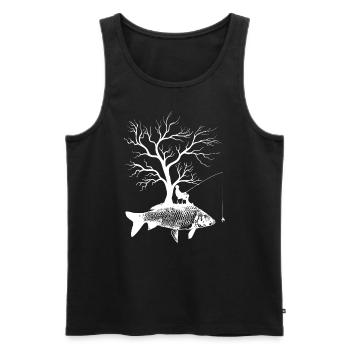 Arbre graphique - Carpe de poisson - Débardeur bio Premium Homme - noir - Devant - AI Model Male 178 light (178cm)