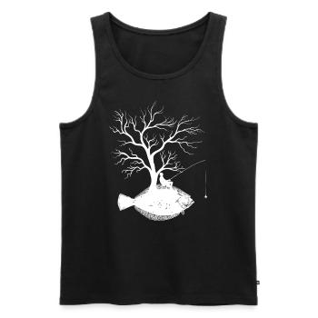 Grafikbaum - Fischfluss - Männer Premium Bio Tank Top - Schwarz - Vorne - AI Model Male 178 light (178cm)