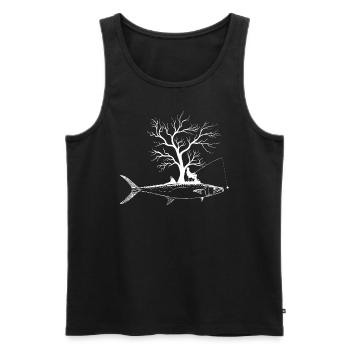 Grafikbaum - Fischkönig Makrele - Männer Premium Bio Tank Top - Schwarz - Vorne - AI Model Male 178 light (178cm)