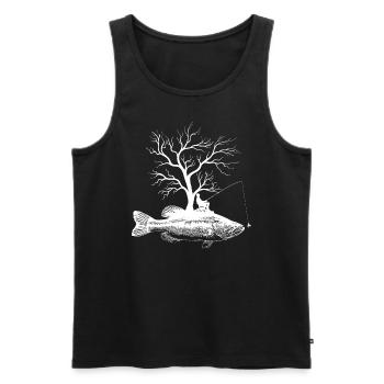Arbre graphique - Achigan à grande bouche poisson - Débardeur bio Premium Homme - noir - Devant - Michal (187cm)