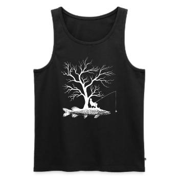 Graphic Tree - Fish Northern Pike - Men's Premium Organic Tank Top - black - Front - AI Model Male 178 light (178cm)