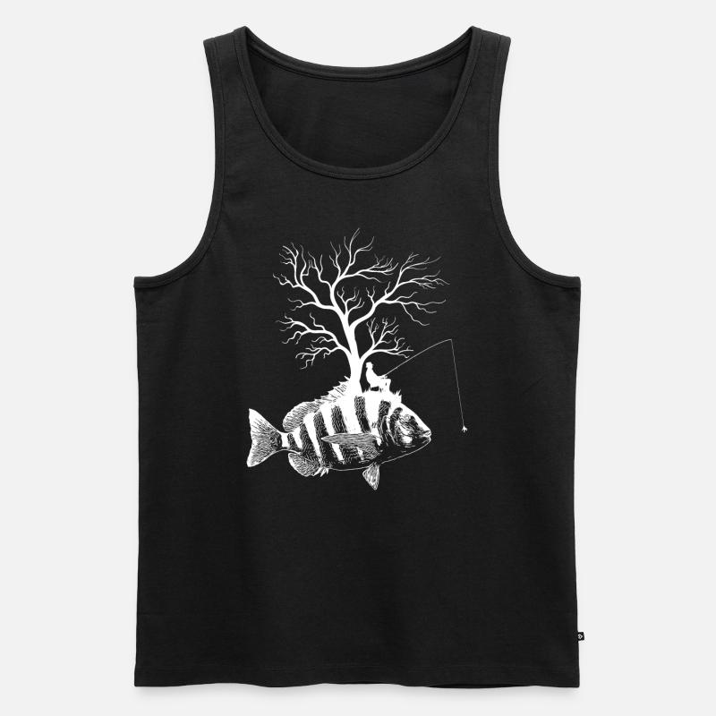 Graphic Tree - Fish Shepherd's Head - Men's Premium Organic Tank Top - black