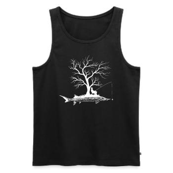 Arbre graphique - Esturgeon pêcheur - Débardeur bio Premium Homme - noir - Devant - Michal (187cm)