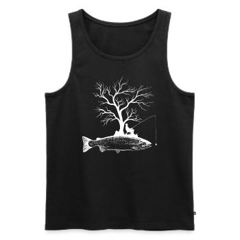 Arbre graphique - Truite de poisson - Débardeur bio Premium Homme - noir - Devant - Michal (187cm)