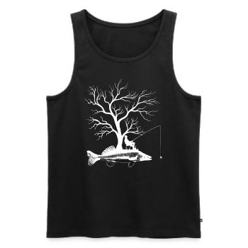 Arbre graphique - Sandre de poisson - Débardeur bio Premium Homme - noir - Devant - Michal (187cm)
