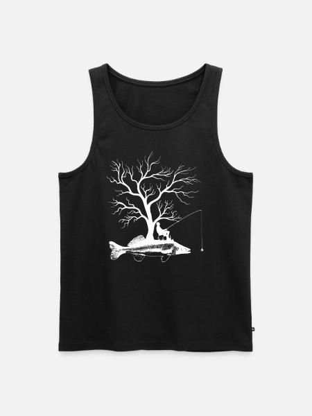 Graphic Tree - Fish Pikeperch - Men's Premium Organic Tank Top - black