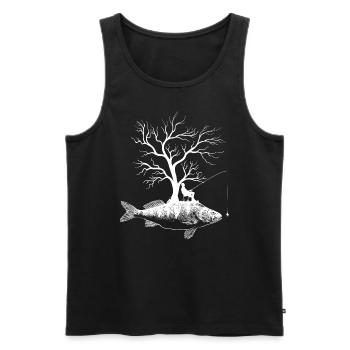Graphic Tree - Fish Yellow Perch - Men's Premium Organic Tank Top - black - Front - AI Model Male 178 light (178cm)