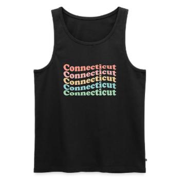 Vintage 70s Hippie USA State - Retro Connecticut - Men's Premium Organic Tank Top - black - Front - Michal (187cm)