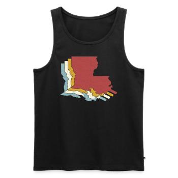 État des États-Unis - Carte vintage Louisiane - Débardeur bio Premium Homme - noir - Devant - Michal (187cm)