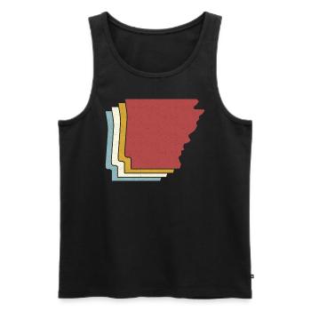 US State - Vintage Map Arkansas - Men's Premium Organic Tank Top - black - Front - AI Model Male 178 light (178cm)