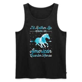 Monter un Quarter Horse américain - Débardeur bio Premium Homme - noir - Devant - AI Model Male 178 light (178cm)