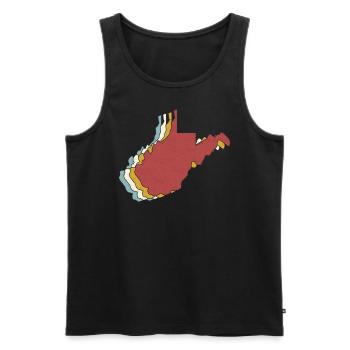 USA State - Vintage Map West Virginia - Men's Premium Organic Tank Top - black - Front - AI Model Male 178 light (178cm)