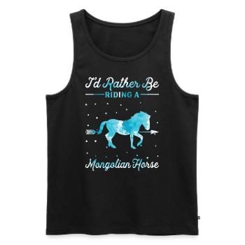 Riding a Mongolian Horse - Men's Premium Organic Tank Top - black - Front - AI Model Male 178 light (178cm)