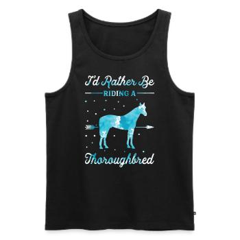 Riding a thoroughbred horse - Men's Premium Organic Tank Top - black - Front - AI Model Male 178 light (178cm)