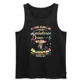 Rien ne me fait peur - chauffeur d’ambulance - Débardeur bio Premium Homme - noir - Devant - AI Model Male 178 light (178cm)