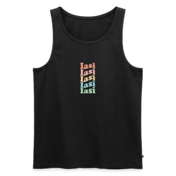 Vintage Hippie Roumanie Ville des années 70 - Rétro Iasi - Débardeur bio Premium Homme - noir - Devant - AI Model Male 178 light (178cm)