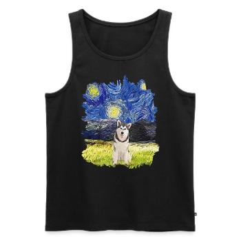 Starry Night - Alaskan Malamute - Men's Premium Organic Tank Top - black - Front - Michal (187cm)
