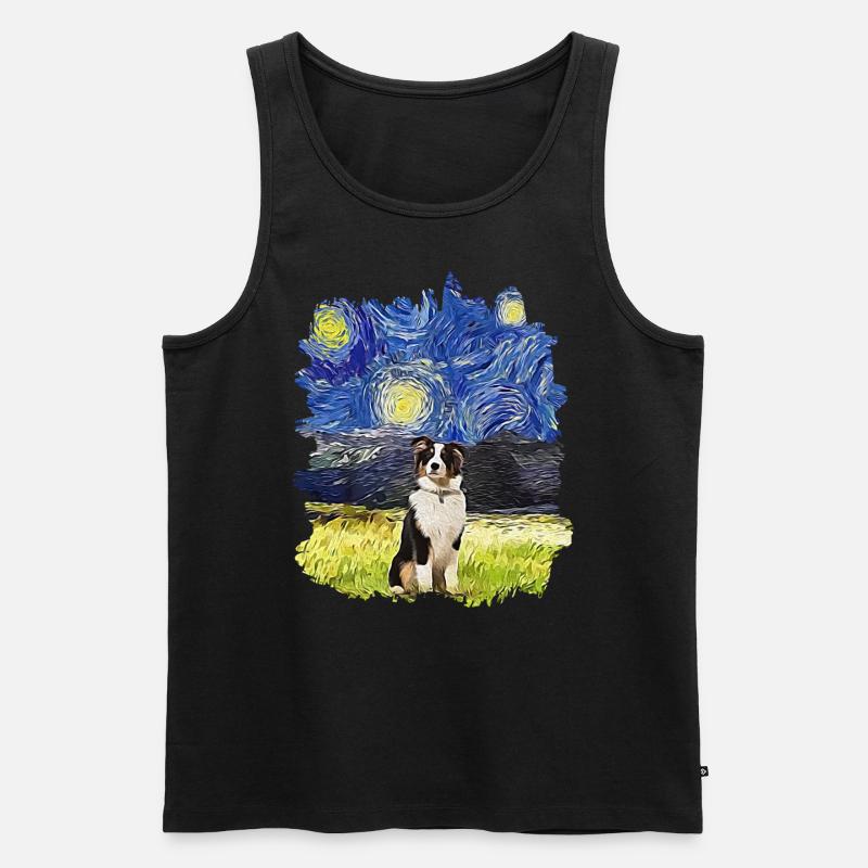 Starry Night - Australian Shepherd - Men's Premium Organic Tank Top - black
