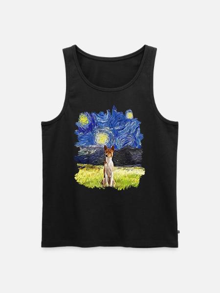 Starry Night - Basenji - Men's Premium Organic Tank Top - black