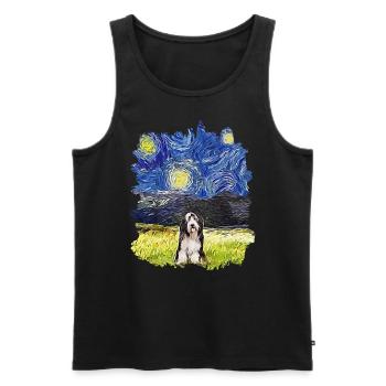 Starry Night - Bearded Collie - Men's Premium Organic Tank Top - black - Front - Michal (187cm)
