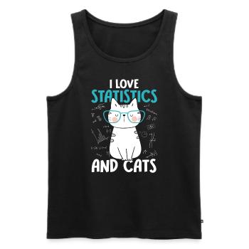 J’aime les chats - Statistiques - Débardeur bio Premium Homme - noir - Devant - Michal (187cm)