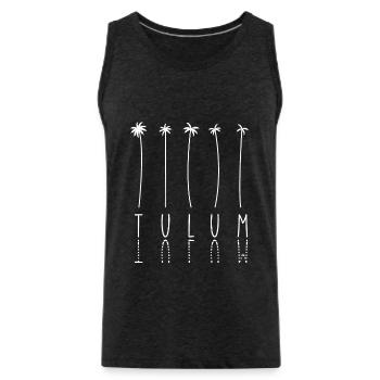 Palme - Yucatan -Halbinsel Tulum - Männer Premium Bio Tank Top - Anthrazit - Vorne - Alexander (188cm)