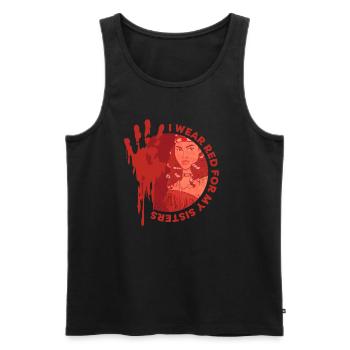 MMIW Awareness - I Wear Red For My Sisters - Männer Premium Bio Tank Top - Schwarz - Vorne - Michal (187cm)