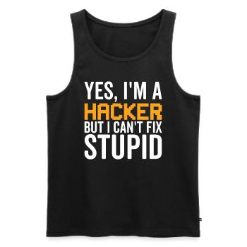 Stupide - Hacker - Débardeur bio Premium Homme - noir - Devant - Michal (187cm)