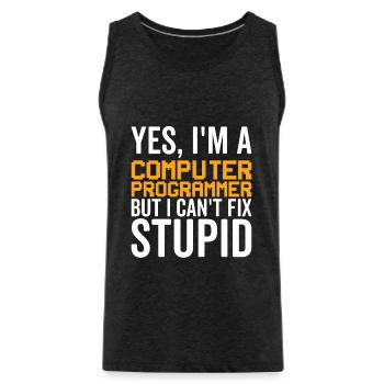 Stupide - Programmeur informatique - Débardeur bio Premium Homme - charbon - Devant - Alexander (188cm)