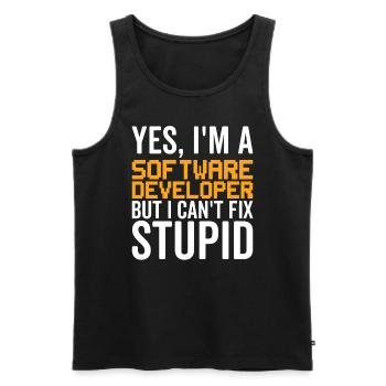 Stupid - Développeur de logiciels - Débardeur bio Premium Homme - noir - Devant - Michal (187cm)