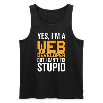 Stupid - Développeur Web - Débardeur bio Premium Homme - noir - Devant - Michal (187cm)