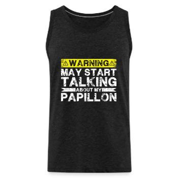 Talk about Papillon - Men's Premium Organic Tank Top - charcoal grey - Front - Alexander (188cm)
