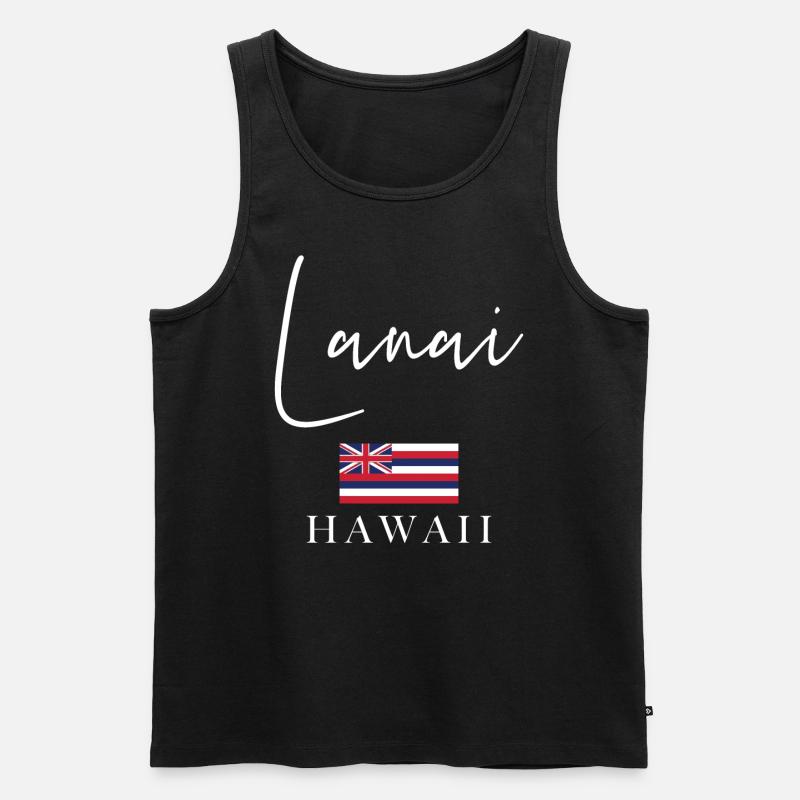 Vacances du drapeau de la Grèce - Île de Lanai - Débardeur bio Premium Homme - noir