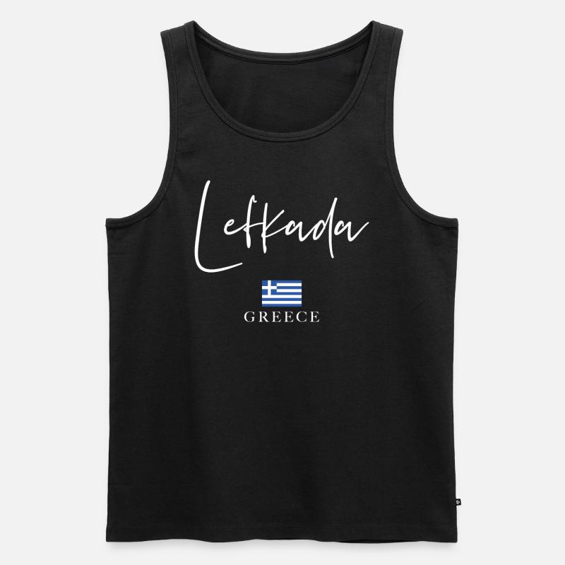 Vacances du drapeau de la Grèce - Lefkada Island - Débardeur bio Premium Homme - noir