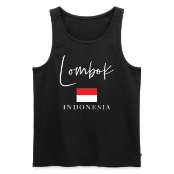 Holidays with Greek flag - Island of Lombok - Men's Premium Organic Tank Top - black - Front - Michal (187cm)