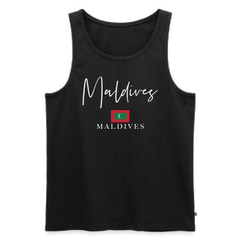 Vacances avec drapeau grec - Île des Maldives - Débardeur bio Premium Homme - noir - Devant - Michal (187cm)