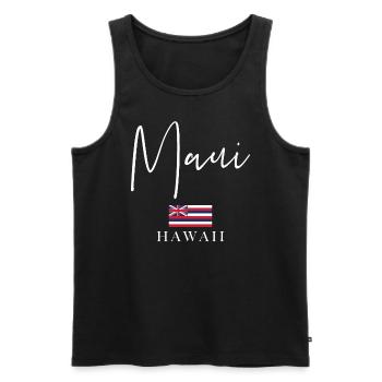 Urlaub Mit Griechenland-Flagge - Insel Maui - Männer Premium Bio Tank Top - Schwarz - Vorne - AI Model Male 178 light (178cm)
