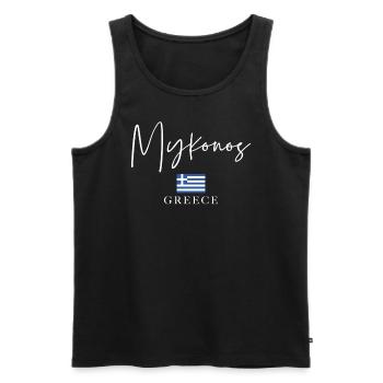 Vacances du drapeau de la Grèce - Île de Mykonos - Débardeur bio Premium Homme - noir - Devant - Michal (187cm)