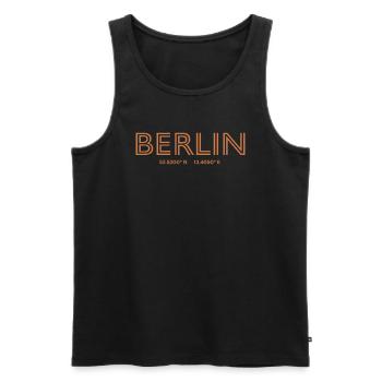 Germany Stadt Koordinaten - Berlin - Männer Premium Bio Tank Top - Schwarz - Vorne - Michal (187cm)
