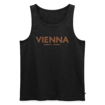 Coordonnées de la ville d’Autriche - Vienne - Débardeur bio Premium Homme - noir - Devant - Michal (187cm)