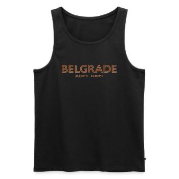 Serbia city coordinates - Belgrade - Men's Premium Organic Tank Top - black - Front - AI Model Male 178 light (178cm)