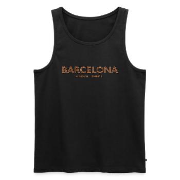 Coordonnées de la ville d’Espagne - Barcelone - Débardeur bio Premium Homme - noir - Devant - AI Model Male 178 light (178cm)
