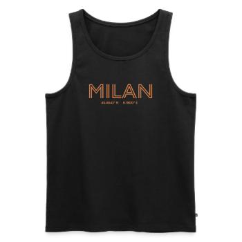 Coordonnées de la ville d’Italie - Milan - Débardeur bio Premium Homme - noir - Devant - Michal (187cm)